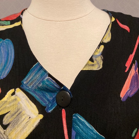 ❗️5X$30❗️ PETITE SOPHISTICATE  Colorful Geometric Patterned Cardigan  100% Rayon - Picture 3 of 9